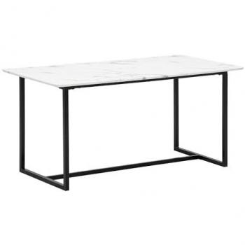 Rechteckiger Esszimmertisch mit Marmor-Optik und Metallbeinen, Wohnling, 180x90 cm