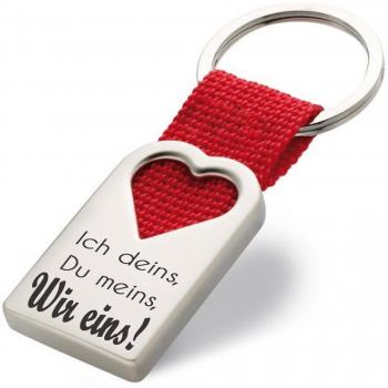 Gravierter Metall Schlüsselanhänger Ich deins, Du meins, Wir eins