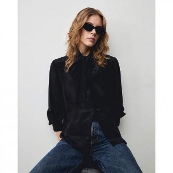 Noemi Blouse in Black, Size 18-20, by Mango for Women