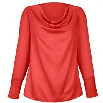 Alba Moda Lachs-Seidenbluse für Damen – langärmlig, seidig glänzend