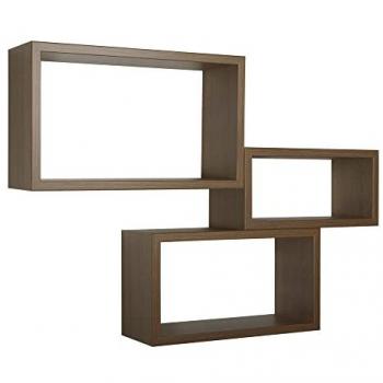 Conjunto de 3 estantes de pared rectangulares mod. Trittico en roble blanqueado