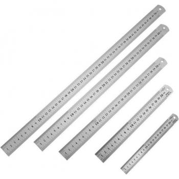 Regla de Acero Inoxidable 15-50cm, Herramienta de Medición Doble Cara