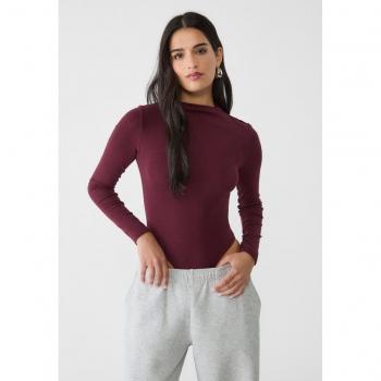 Stradivarius Body Violett – Langarm, halbhoher Rollkragen, M