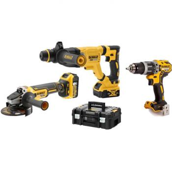 Pack 3 outils DEWALT 18 V (DCH263 / DCG405 / DCD791) + batteries & chargeur TSTAK