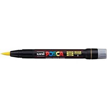 Yellow POSCA Brush Marker – Erasable, Opaque, 1‑10 mm Width