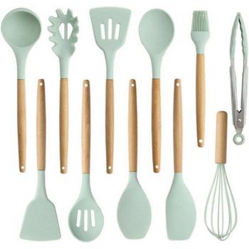 Wood Handle Silicone Utensil Set