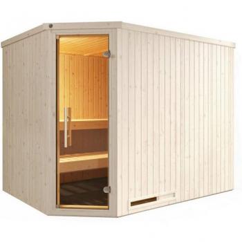 WeKa Sauna Element‑Ecksauna VARBERG 4 – vorgefertigte Elemente, Vollglasfronten