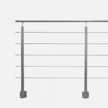 Kit garde‑corps aluminium 2 m gris KORDO – Escalier – Prêt à poser