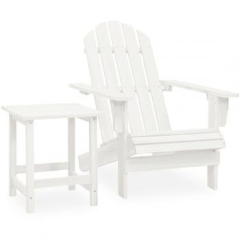 VidaXL Patio Adirondack Chair with Table Solid Fir Wood White