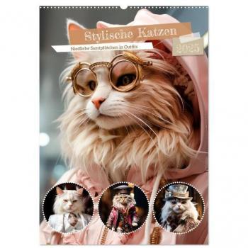 Stylische Katzen (Wandkalender 2025 DIN A2 hoch) CALVENDO Monatskalender