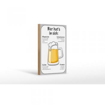 Holzschild mit Spruch 12x18 cm Bier Vitamine und Mineralien