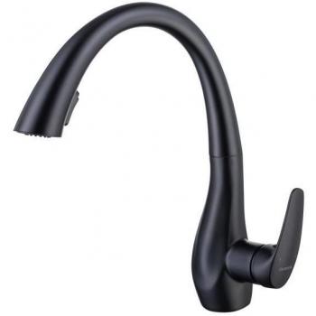Robinet de cuisine OCEANIC Noir Mat 360° Rotation – Double Jet + Douchette Extraíble