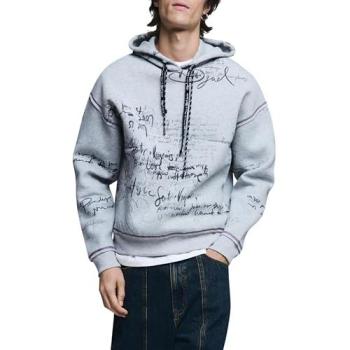 Desigual Herren Hooded Sweatshirt S – Grauer Lettering