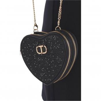Mini borsa Twinset nera a forma di cuore