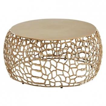 WOHNLING Couchtisch Aluminium gold 66,0 x 66,0 x 30,0 cm