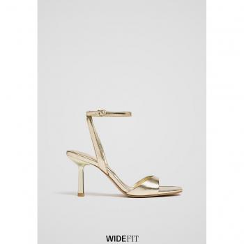 WIDE FIT Stradivarius Sandalo Dorato Tacco Fine 38