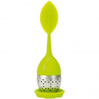 Contento 655001 – Grünes Twiggy Tee‑Ei inkl. Untersetzer, Silikon und Edelstahl
