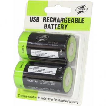 ZNTER USB Rechargeable Lithium Polymer D Battery 4000mAh
