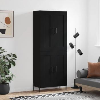 Credenza Nera in Legno Multistrato 69,5x34x180 cm