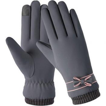 Soft PU Leather Winter Mittens for Women with Touch Screen