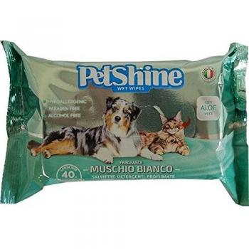 PETSHINE Salviettine Igienizzanti per Cani e Gatti, 40 Pz