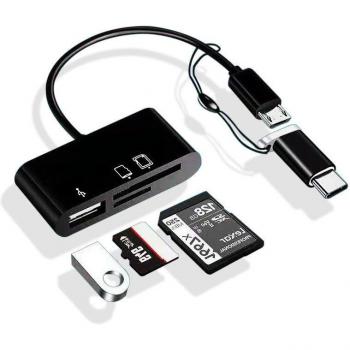 Adaptador Universal OTG 2.0: USB a MicroUSB, USB C y Lectura SD/TFU en Aleación de Aluminio