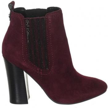 Guess Women's Burgundy Leather Heeled Ankle Boots