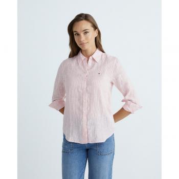 Tommy Hilfiger Hemdbluse LINEN STP RELAXED SHIRT LS mit Logostickerei auf der Brust