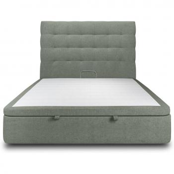 Prestige Literie Lit coffre Tête de lit capitonnée Tissu Bleu 180x200