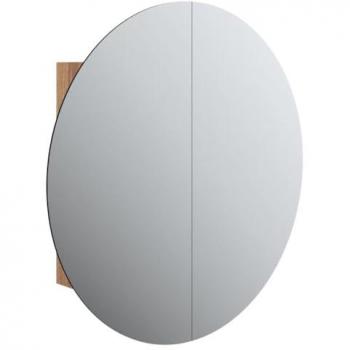 Armadio da Bagno con Specchio Rotondo e LED Rovere 54x54x17,5cm cod mxl 81290