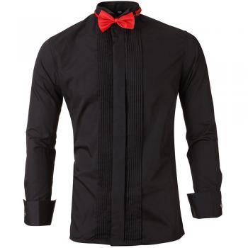 Camisa de Ceremonia para Hombre, Slim Fit, Cuello Ópera, Negro, 39