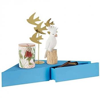 Mensola Angolare Sospesa 60x43x8 cm, MDF Blu – Design Scandinavo