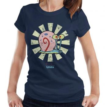 Women’s Cloud City 7 Gary Spongebob Tee – Retro Japanese Design – Navy