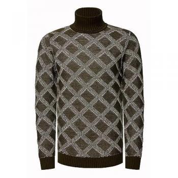 Herren Pullover Rusty Neal – Rollkragen, XXL, 70 % Polyacryl, 30 % Baumwolle, Karo‑Design