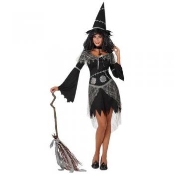 Evil Witch Attire for Adults – Halloween XL – Velvet Robe, Neckpiece, Witch’s Cap – 100% Polyester