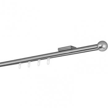 Ondeco Gardinenstange auf Maß, 20mm Innenlauf, Ball-Endstück, 1-lauf Deckenträger, 330cm