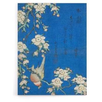 Hokusai Blue Weeping Cherry Canvas – Artery8 Bullfinch Collection, 12″×16″