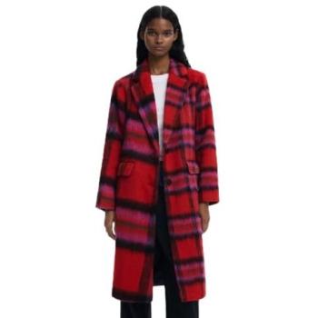 Abrigo tartán rojo Desigual para mujer