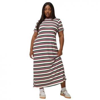 Allure Red Ribbed Stripe Maxi Dress