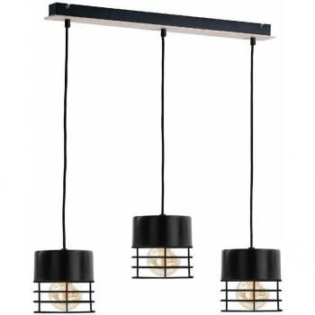 Keter Lighting Casa Bar Pendant Light 60cm Black Wood 3x E27