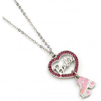 Bijou collier cœur brillant avec patins à roulettes – Barbie Rose Argentée