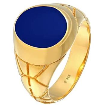 Kuzzoi Herren Siegelring Ovaler Ring aus 925er Silber mit Emaille