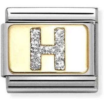 Enamel‑Glitter Gold Letter H