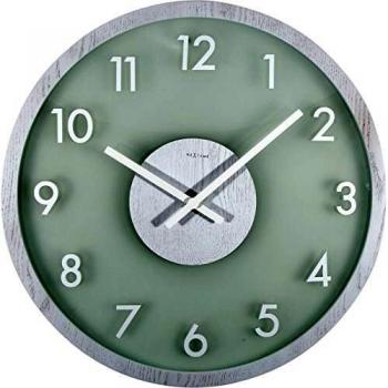 NeXtime Rundwanduhr aus Frosted Wood & Glas – 50 cm