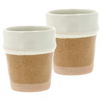 Duo de tasses espresso porcelaine Ambre/Crème