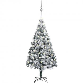 Albero di Natale Verde con Luci e Palline 180 cm PVC