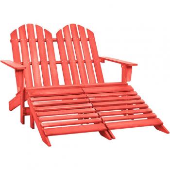 Red Fir Wood Patio Adirondack Chair & Ottoman Duo