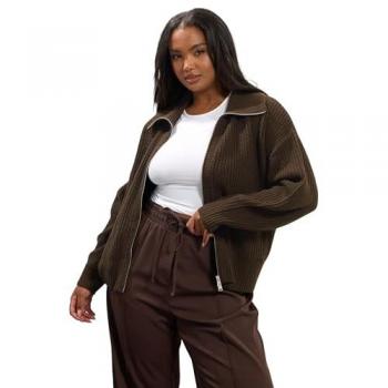 Curve Style Brown Bomber Cardigan