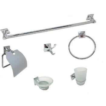 Cleafe Elegance: Set Bagno 6 Accessori in Acciaio e Vetro