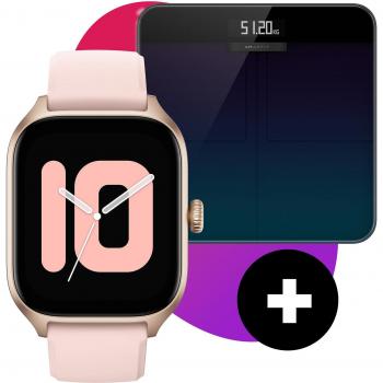 Smartwatch und Smart Scale Set Amazfit GTS 4 A2168 in Rosa